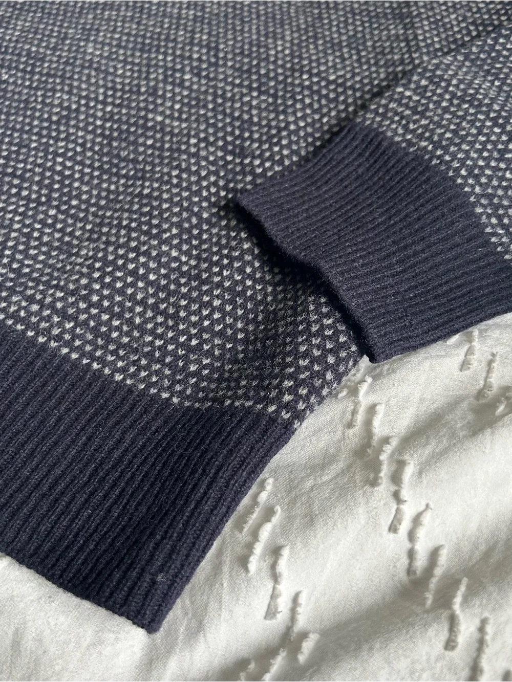 J.Crew Mens 100% Lambswool Birdseye Shawl Collar Sweater Large Blue Wool Buttons